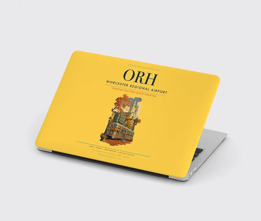 Worcester Regional Airport (ORH) design on yellow MacBook case