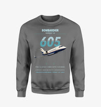 Thumbnail for Bombardier Challenger 605 design on gray sweatshirt