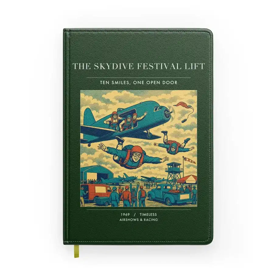 VINTAGE G4471 - The Skydive Festival Lift - Designed Notebooks design on darkgreen