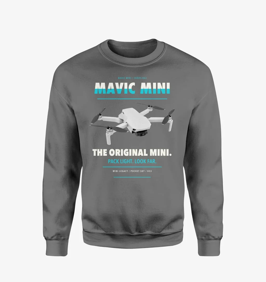 DJI Mavic Mini design on gray sweatshirt