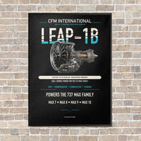 Thumbnail for CFM LEAP-1B vertical canvas print - framed - black background