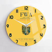 Thumbnail for Fort Wayne International Airport (FWA) design on yellow no frame wall clock