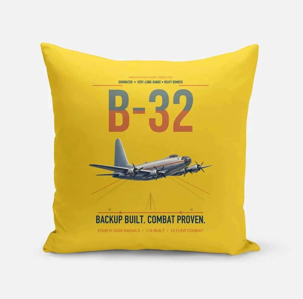 B-32 Dominator design on yellow pillow