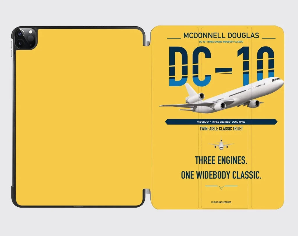 McDonnell Douglas DC-10 design on yellow ipad tablet case