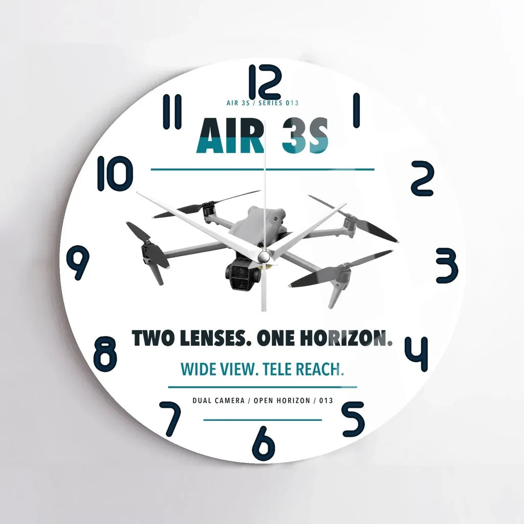 DJI Air 3S design on white no frame wall clock