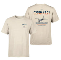 Thumbnail for Airbus C295M T.21 design on beige double-side t-shirt, double-side print