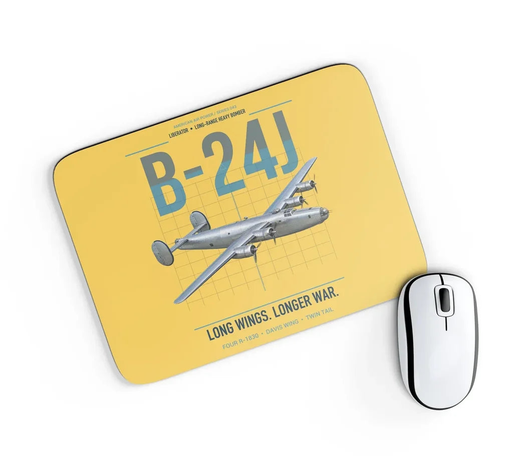 B-24J Liberator design on yellow rectangle mouse pad