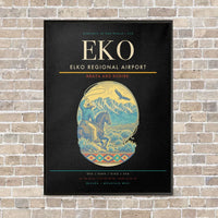 Thumbnail for Elko Regional Airport EKO vertical canvas print - framed - black background