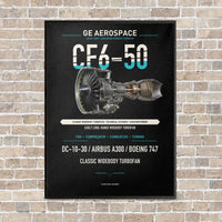 Thumbnail for CF6-50 vertical canvas print - framed - black background
