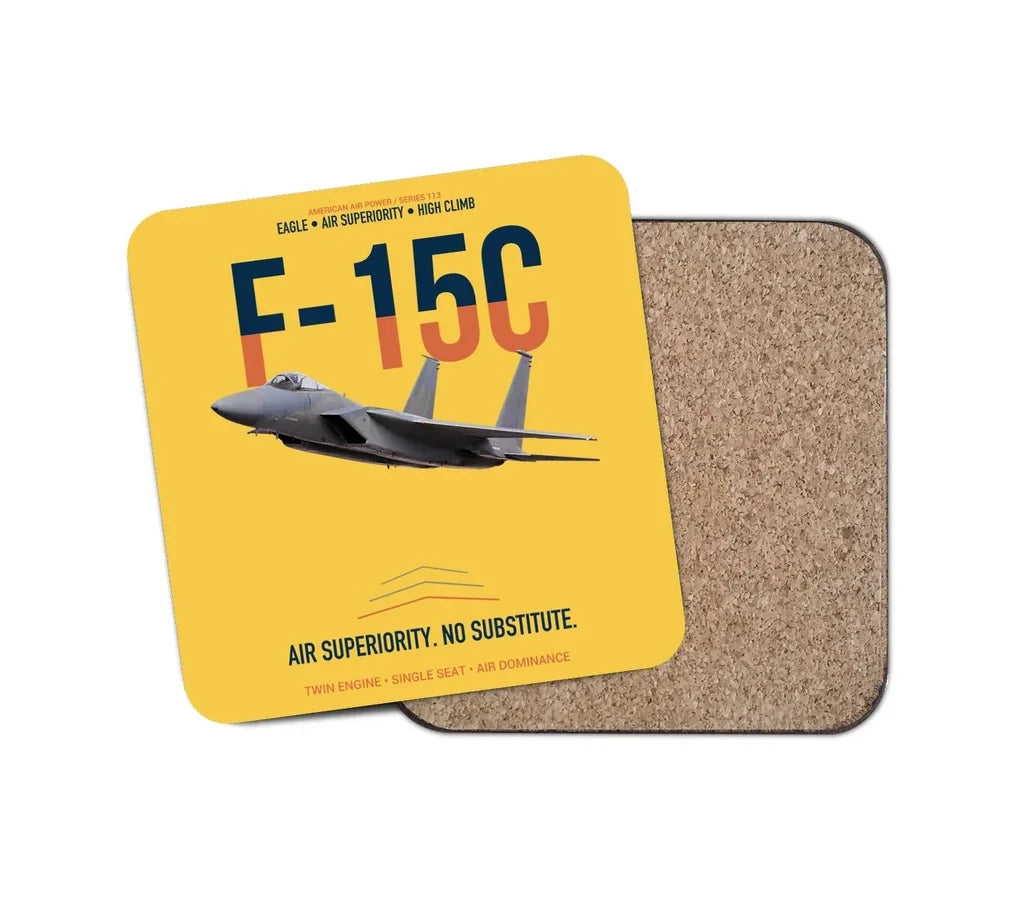 F-15C Eagle Air Superiority No Substitute design on yellow 1 piece coaster
