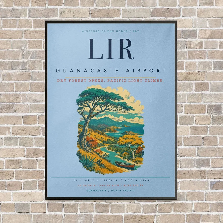 Guanacaste Airport LIR vertical canvas print - framed - light blue background