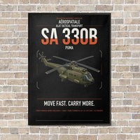 Thumbnail for Aérospatiale SA 330B Puma vertical canvas print - framed - black background
