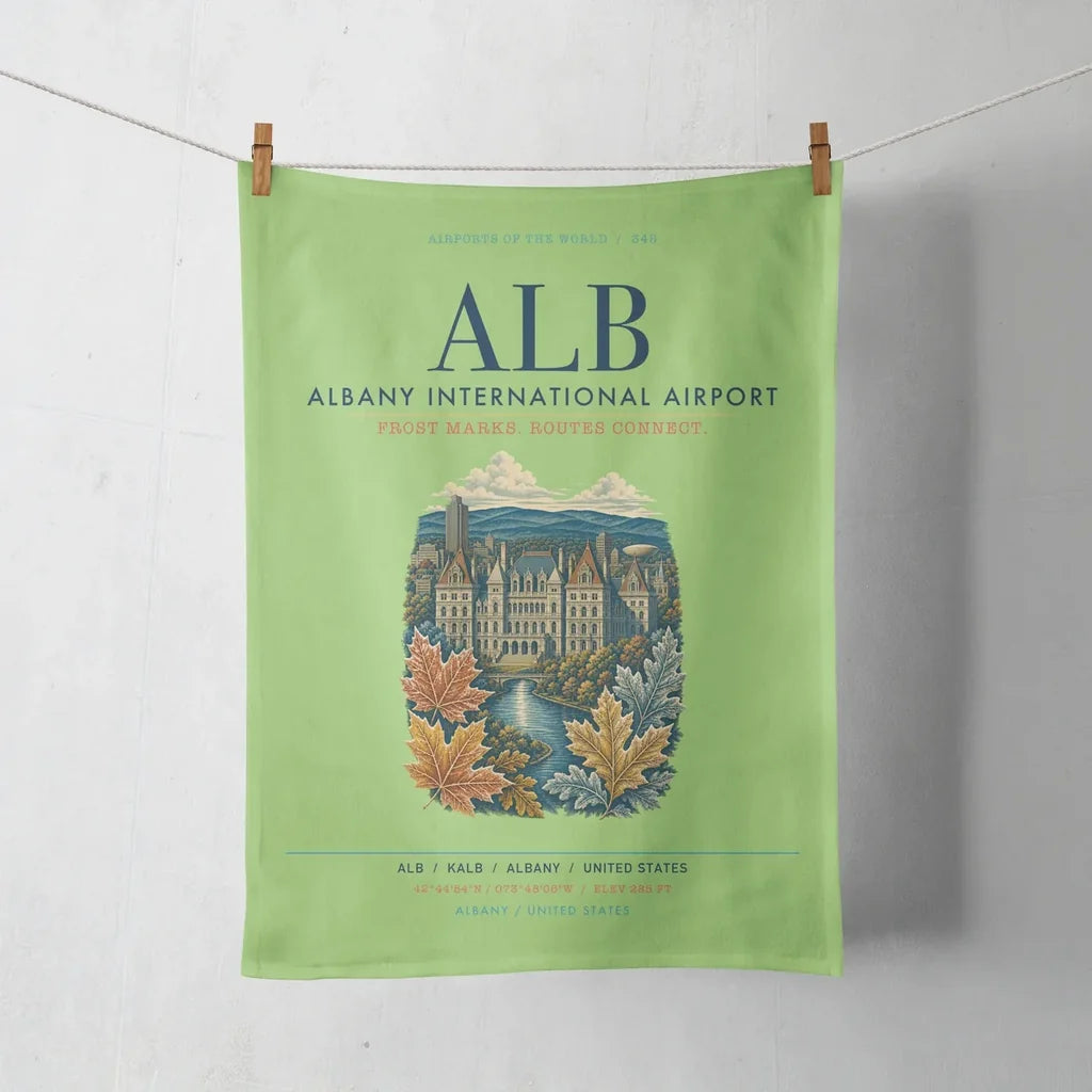 Albany International Airport (ALB) design on light green towel