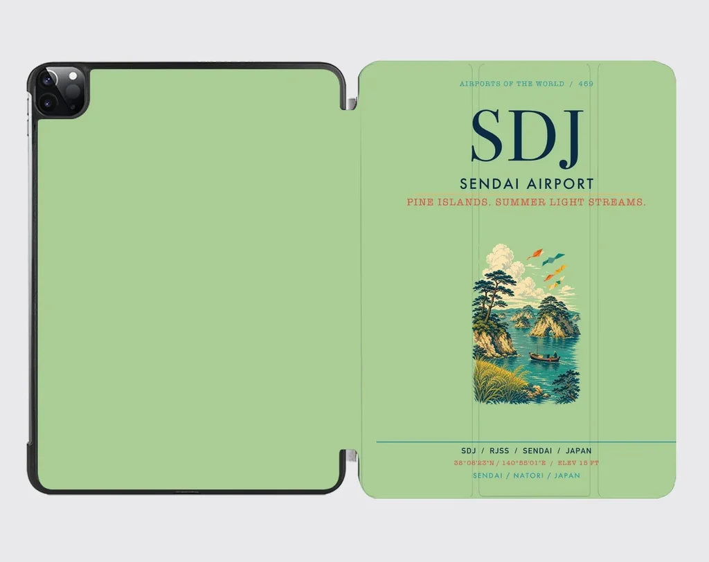 Sendai Airport (SDJ) design on light green ipad tablet case