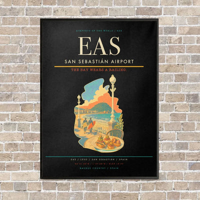 San Sebastián Airport EAS vertical canvas print - framed - black background