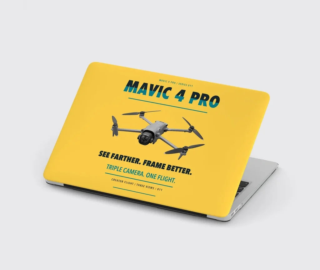 DJI Mavic 4 Pro design on yellow MacBook case