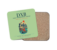 Thumbnail for Dubai International Airport (DXB) design on light green 1 piece coaster