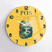 Thumbnail for Piarco International Airport (POS) design on yellow no frame wall clock