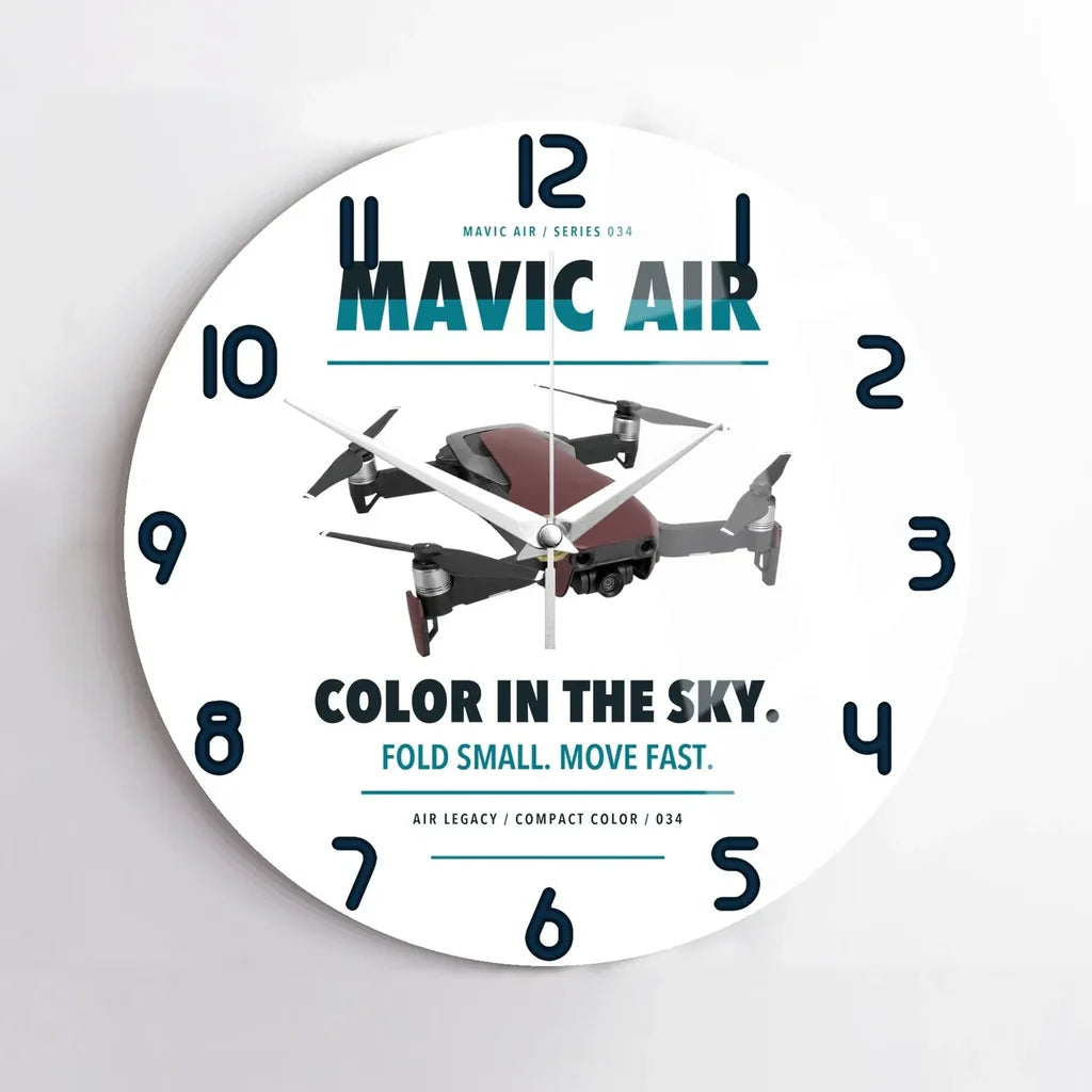 DJI Mavic Air design on white no frame wall clock