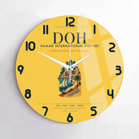 Thumbnail for Doha Hamad International Airport (DOH) design on yellow no frame wall clock
