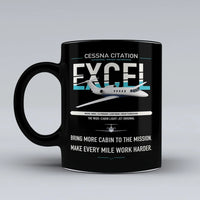 Thumbnail for Cessna Citation Excel design on black ceramic mug, double-side print