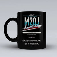 Thumbnail for Mooney M20J 201 design on black ceramic mug, double-side print