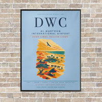 Thumbnail for Al Maktoum International Airport DWC vertical canvas print - framed - light blue background
