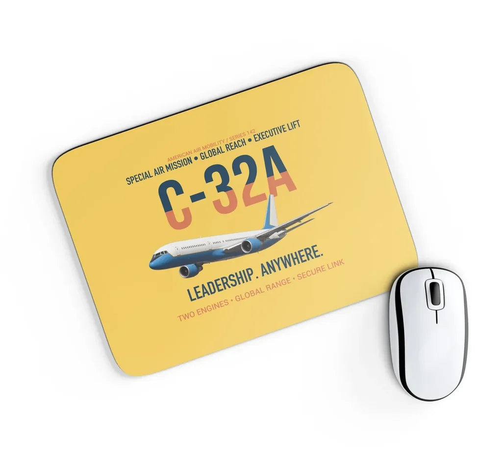 C-32A Air Force Two Global Reach design on yellow rectangle mouse pad