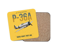Thumbnail for P-36A Hawk design on yellow 1 piece coaster
