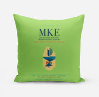 Thumbnail for Milwaukee Mitchell International Airport (MKE) design on light green pillow