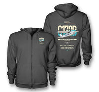 Thumbnail for Cessna 170B design on dark gray premium zipped hoodie, double-side print