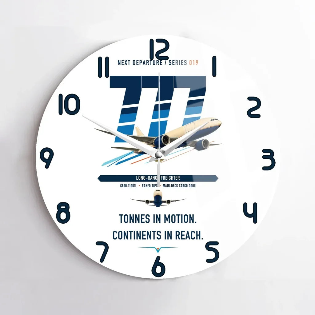 Boeing 777F design on white no frame wall clock