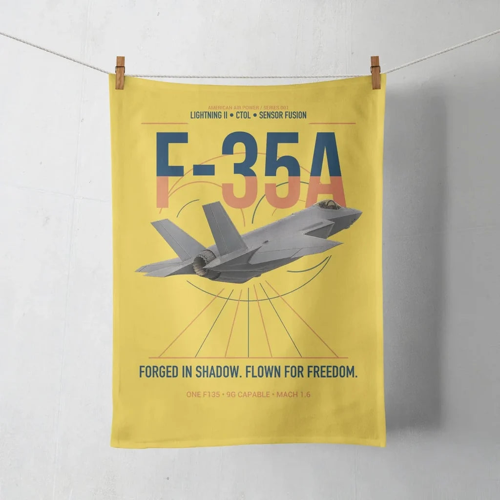F-35A Lightning II design on yellow towel