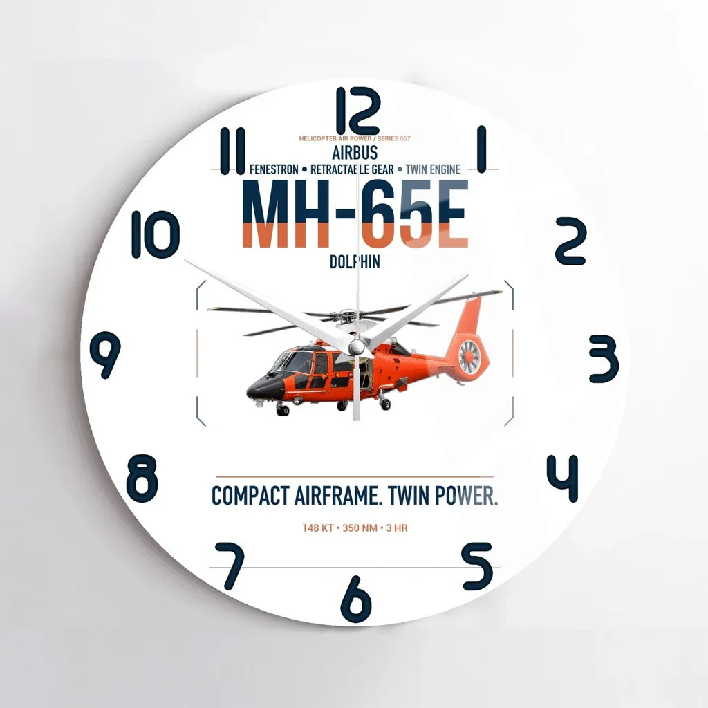 Airbus MH-65E Dolphin design on white no frame wall clock