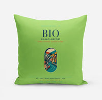 Thumbnail for Bilbao Airport (BIO) design on light green pillow