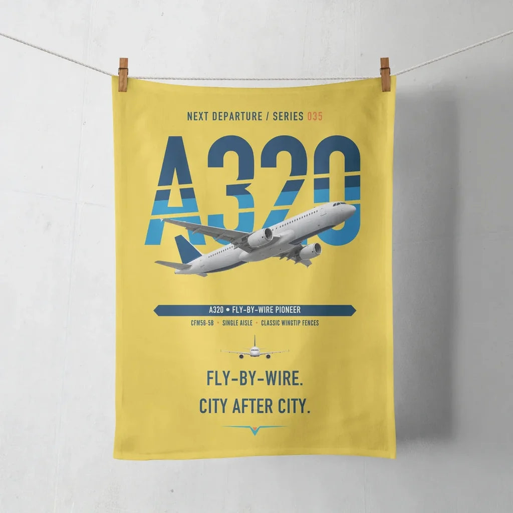 Airbus A320 design on yellow towel