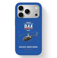 Thumbnail for Robinson R44 Raven II design on blue magsafe iphone case, for iPhone 17 Pro