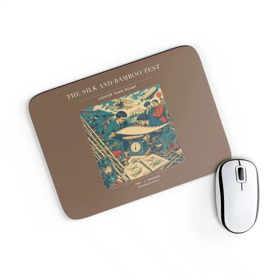 VINTAGE G4326 - The Silk And Bamboo Test - Designed Mouse Pads design on brown rectangle