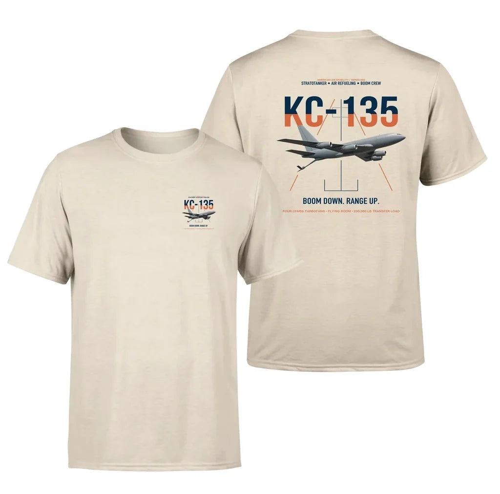 KC-135 STRATOTANKER design on beige double-side t-shirt, double-side print