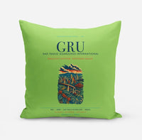 Thumbnail for Sao Paulo Guarulhos International Airport (GRU) design on light green pillow