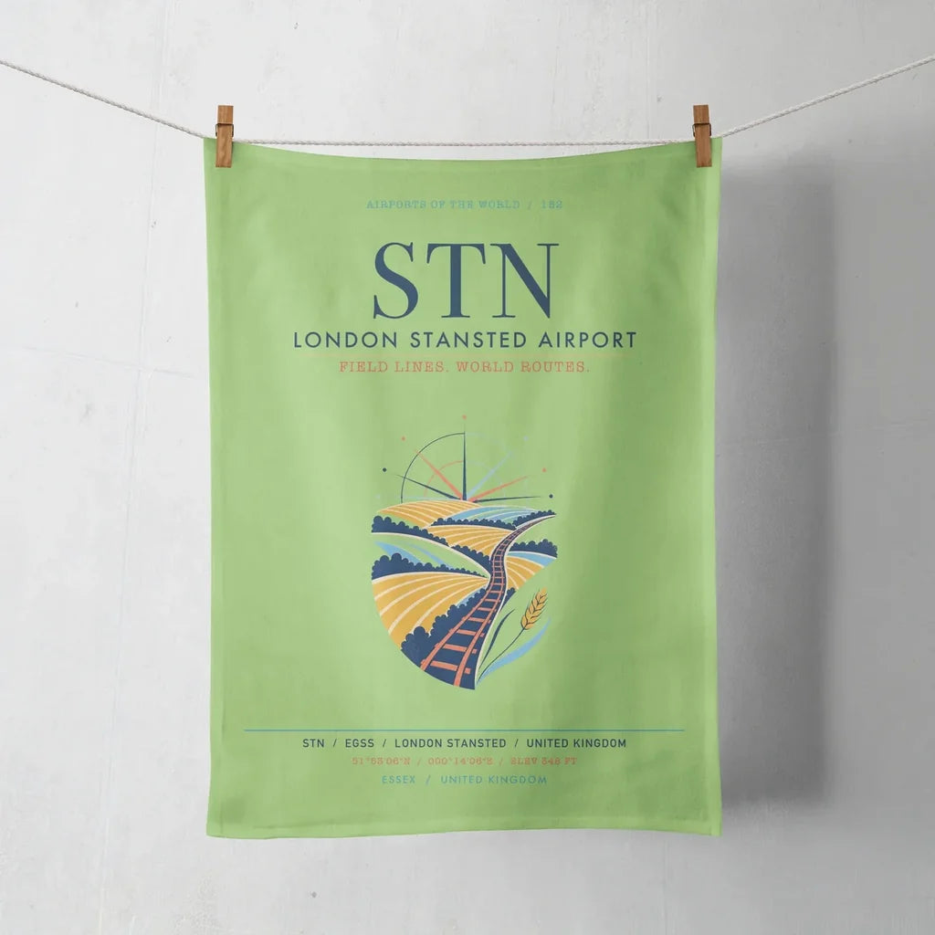 London Stansted Airport (STN) design on light green towel