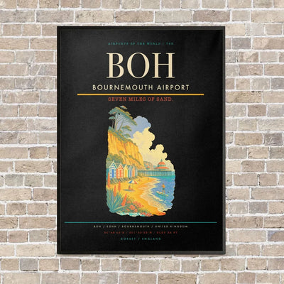 Bournemouth Airport BOH - Canvas Framed - Black