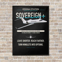 Thumbnail for Cessna Citation Sovereign+ vertical canvas print - framed - black background
