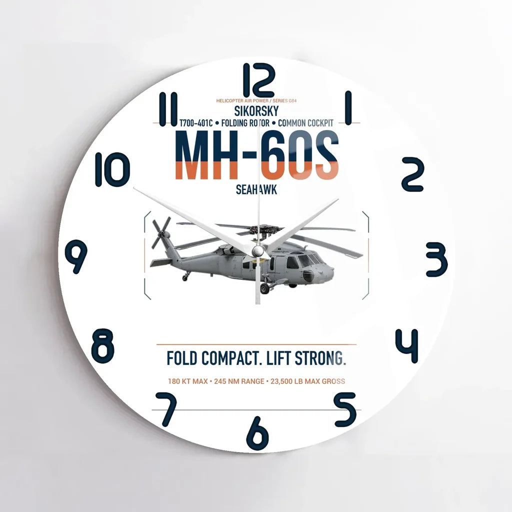 Sikorsky MH-60S Seahawk design on white no frame wall clock