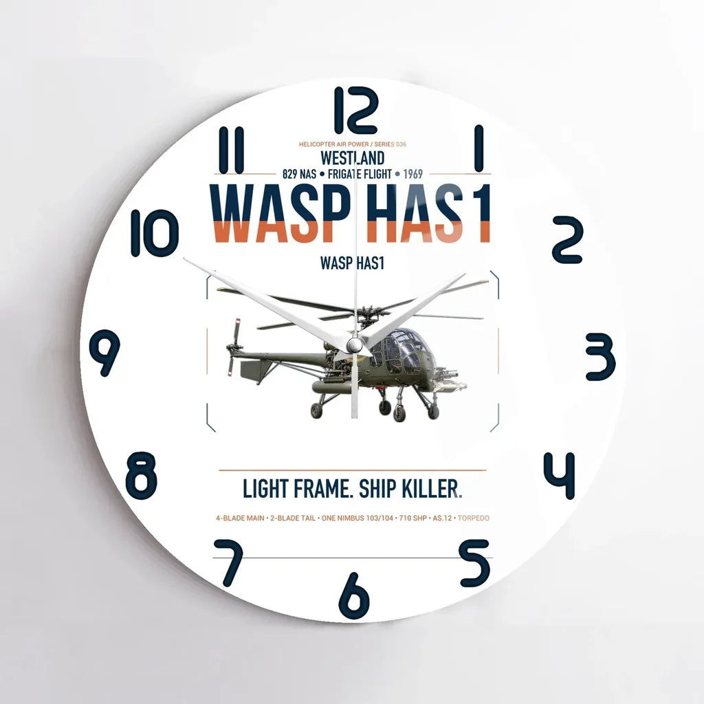Westland Wasp HAS1 design on white no frame wall clock
