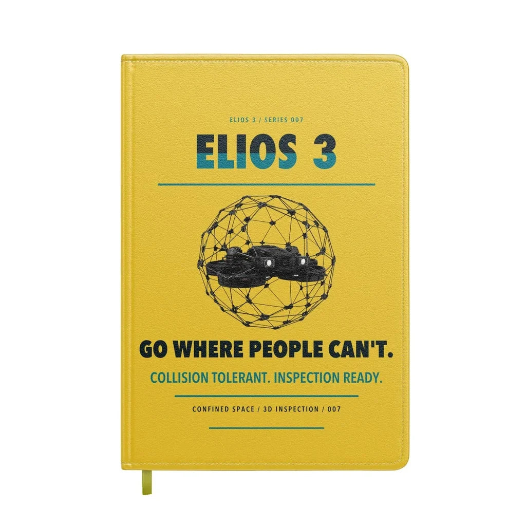 Flyability Elios 3 design on yellow notebook