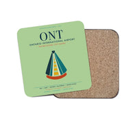 Thumbnail for Ontario International Airport (ONT) design on light green 1 piece coaster