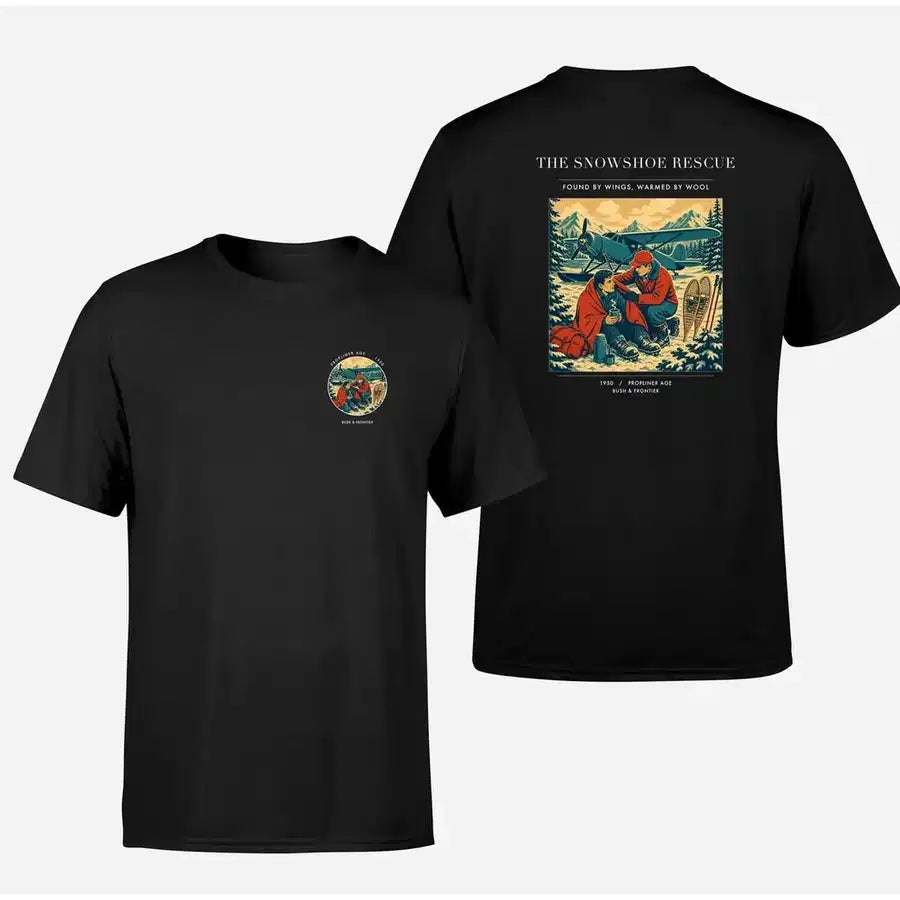 VINTAGE G4281 - The Snowshoe Rescue - Double-Side T-Shirt design on black double side t shirt