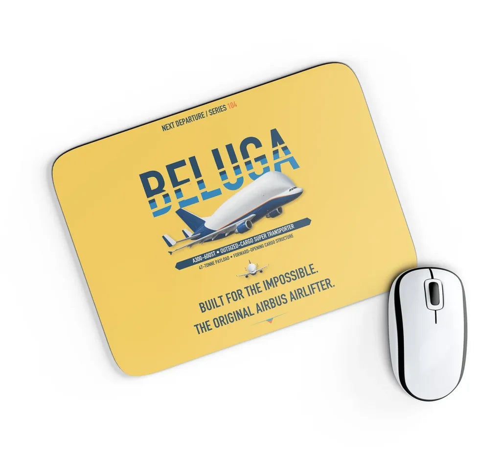 Airbus A300-600ST BelugaST design on yellow rectangle mouse pad