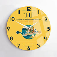 Thumbnail for Tijuana International Airport (TIJ) design on yellow no frame wall clock